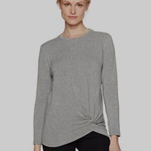 NWT Stateside Supima slub jersey long-sleeve tee twist detail Heather Grey